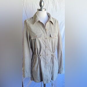 Davi & Dani Women's Tan corduroy Jacket with Aztec Knit on back Small